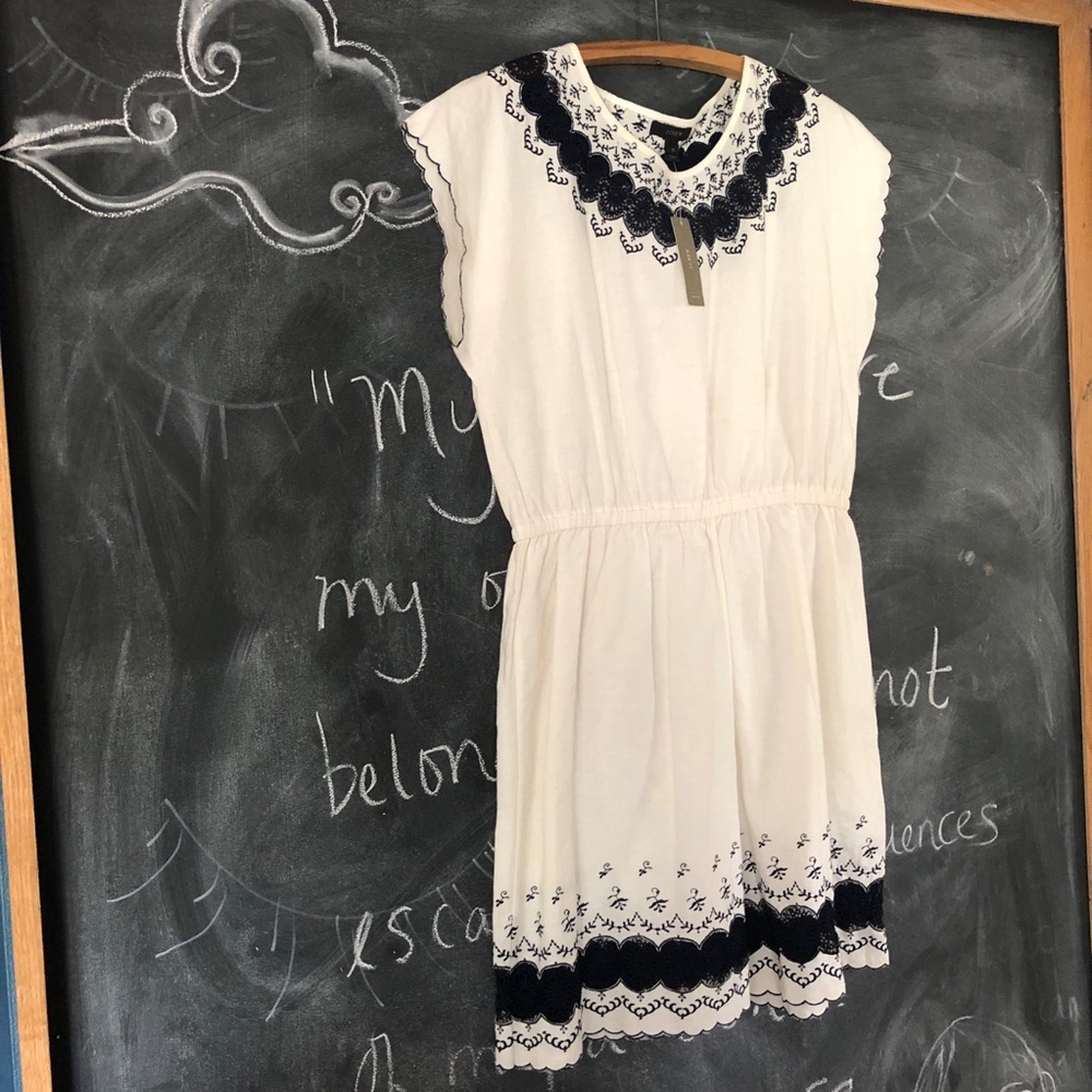 J. Crew Linen Blend Embroidered Peasant Dress NWT